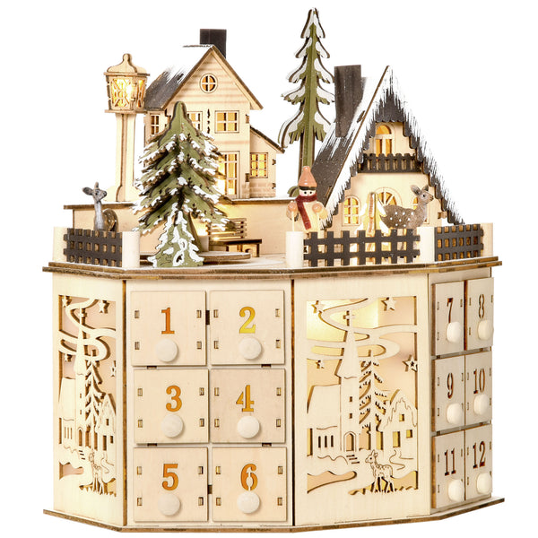 24-Day Natural Wooden Christmas Advent Calendar