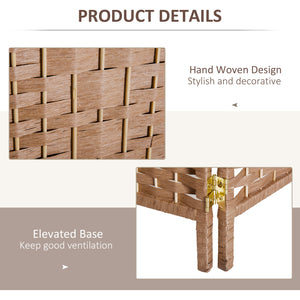 Folding room divider with 6 panels, natural color