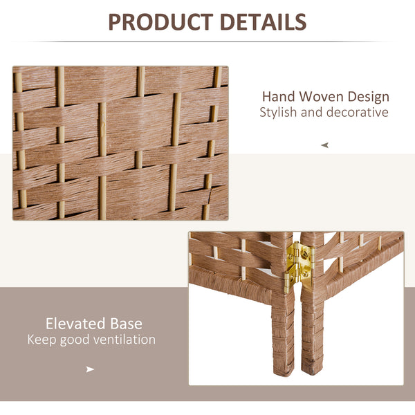 Folding room divider with 6 panels, natural color