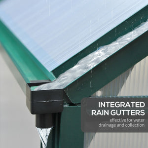 Transparent polycarbonate greenhouse, galvanized sheet frame with sliding door