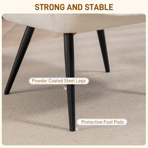 Sherpa Upholstered Wingback Accent Chair, Cream White