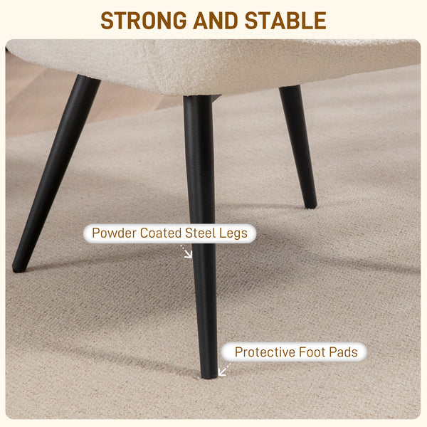 Sherpa Upholstered Wingback Accent Chair, Cream White