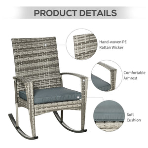 3-piece garden set in woven resin, grey