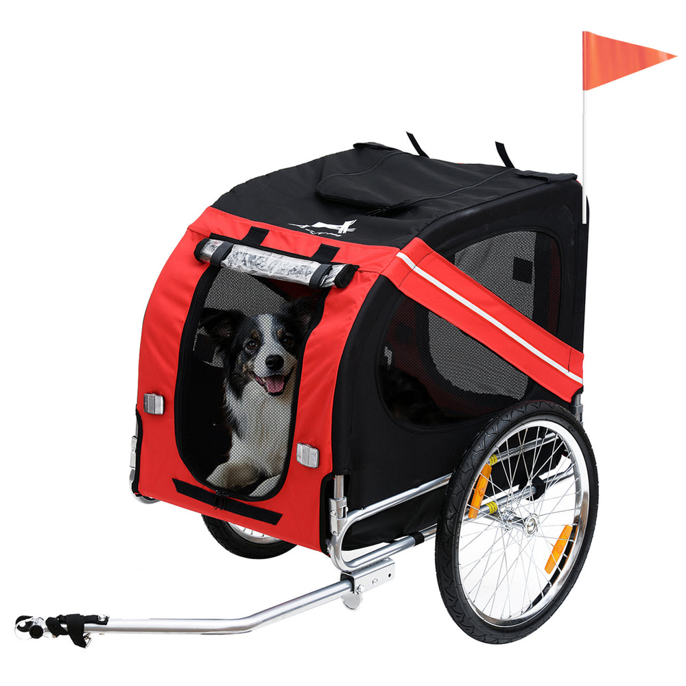 Dog Bike Trailer, Pet Cart, Red/Black