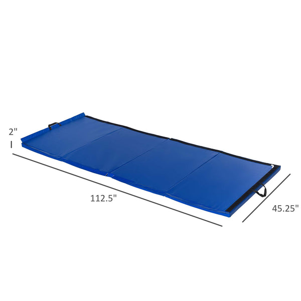 4'x10'x2'' Folding Gym Mat with Carry Handles, Dark Blue