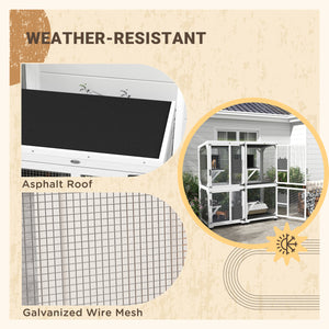 Elevated enclosure with wheels, water-resistant, white and grey