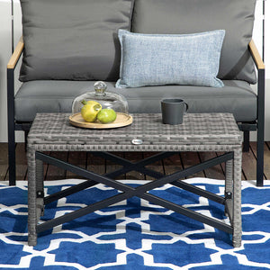Wicker resin garden side table