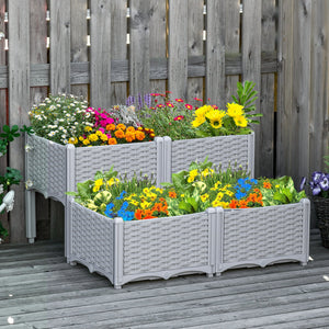 4-piece raised garden bed in PP, grey