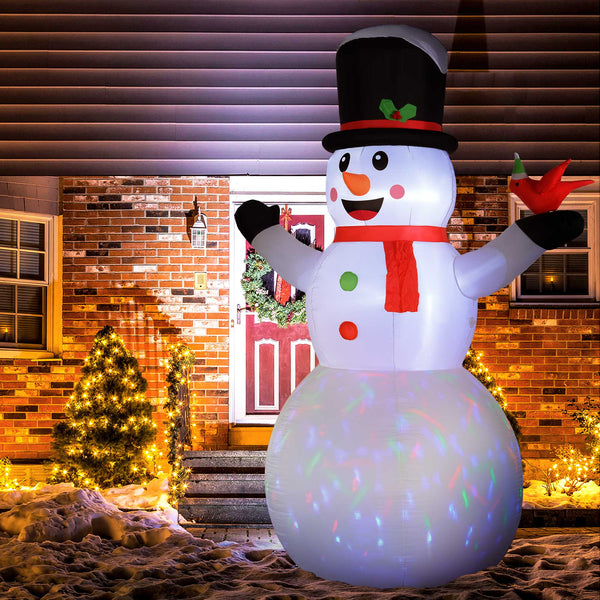 12ft Christmas Inflatable Snowman with Colorful Rotating LED Light