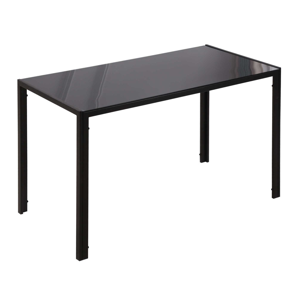 Rectangular kitchen table for 2 to 4 people with tempered glass top, black
