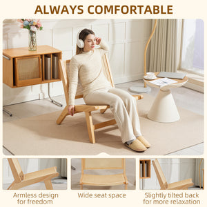 Rattan accent chair with rubberwood frame, natural color