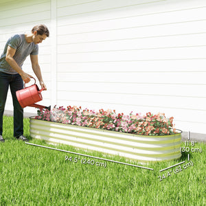 Galvanized raised planter with safety rim, cream white