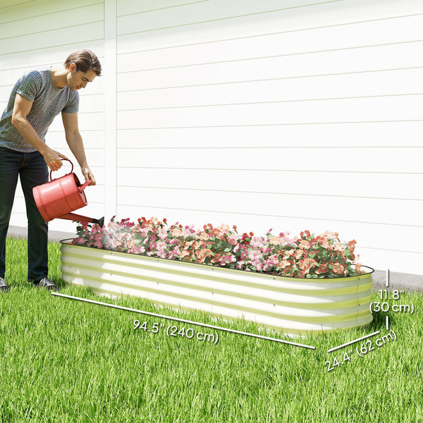 Galvanized raised planter with safety rim, cream white