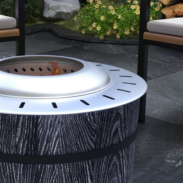 Smoke-free wood-burning fireplace with rug