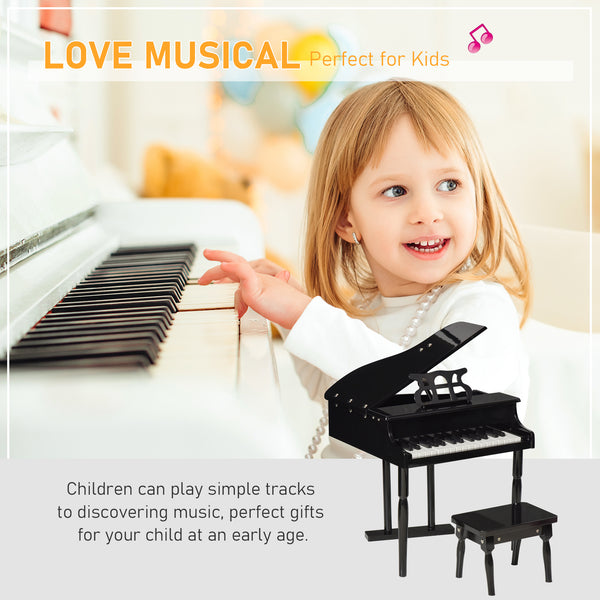 Modern children's piano with 30 keys, black