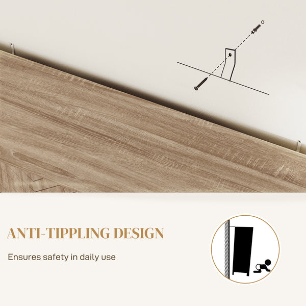 Sideboard with 2 adjustable shelves and steel base, TV cabinet, bar cabinet for living room, oak