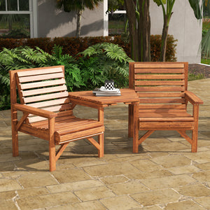 Set of 3 outdoor benches for garden and balcony, light brown
