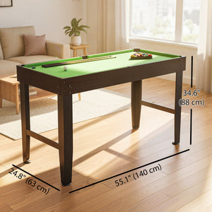 Miniature billiard table with 2 cues, 16 balls, 2 pieces of chalk, triangle, brush, green