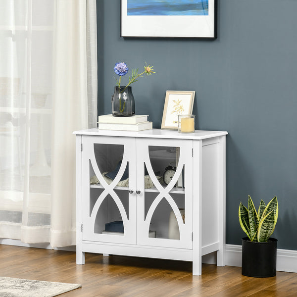 Kitchen cabinet with glass door, living room, white