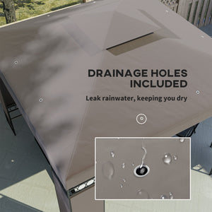 10 x 10 ft Gazebo, Double Roof Arbor with Screen Panels and Metal Frame for Patio, Garden, Khaki