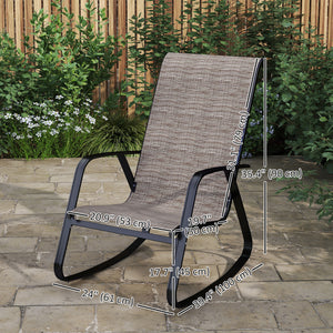 Set of 2 Patio Rocking Chairs with High Back and Armrests, Light Brown 