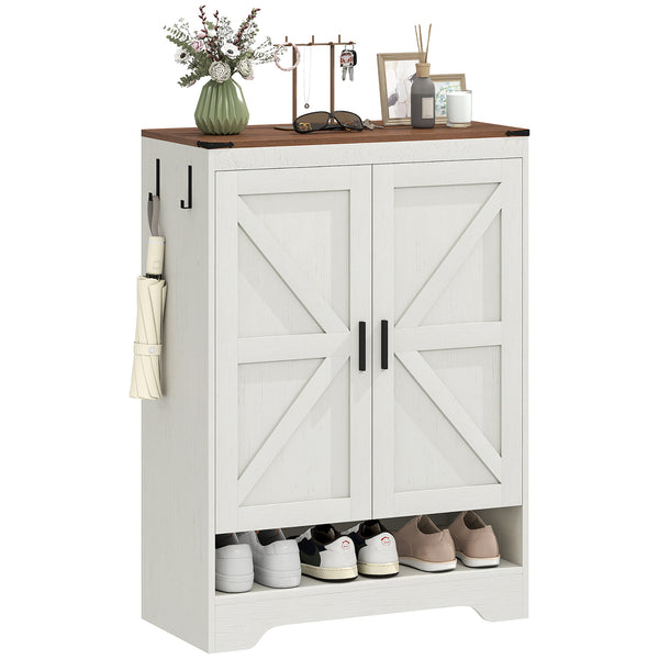 5-Tier Shoe Rack for 15 Pairs, Farmhouse Style, White