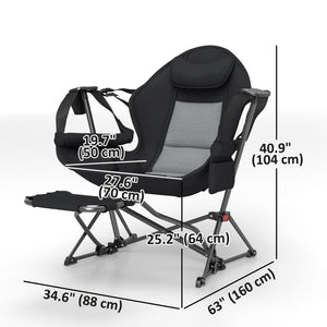 Set of 2 Camping Hammock Chairs, Adjustable Backrest, Foldable, Swivel, with Cup Holder and Padded Seat