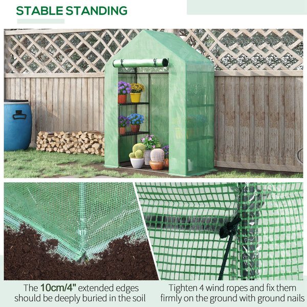 Portable garden greenhouse with 4 shelves