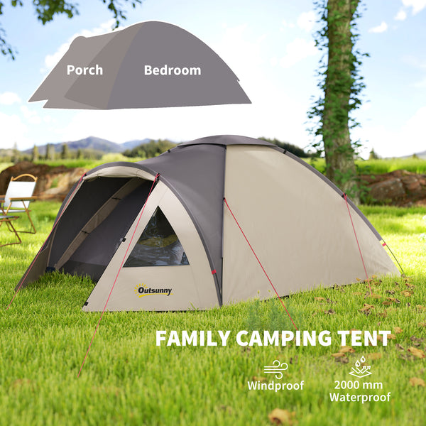 Camping tent with integrated groundsheet and hook