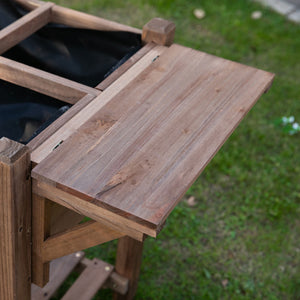 Raised garden bed with 8 compartments and storage shelf, brown