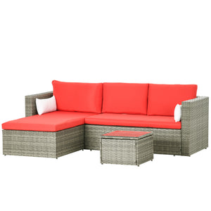 Modern 3-piece rattan sofa set
