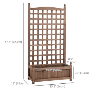 Raised planter with trellis, brown