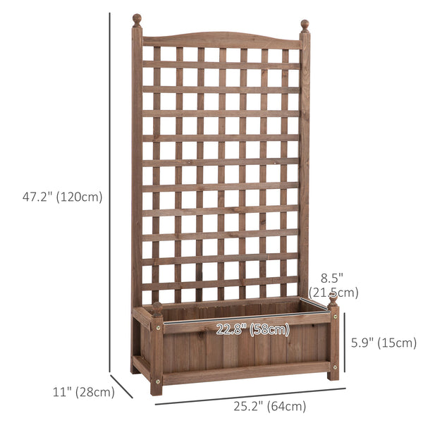 Raised planter with trellis, brown