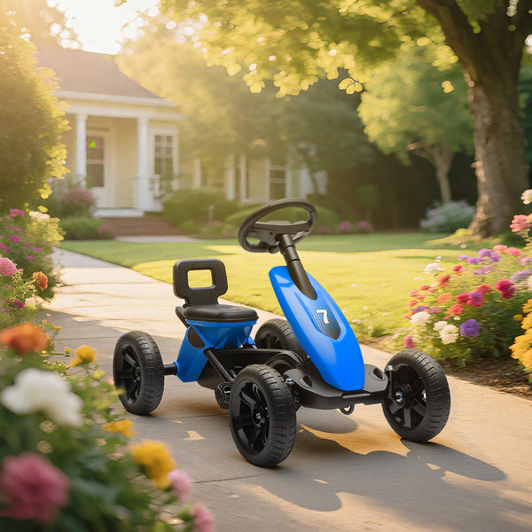 Pedal go-kart with silent EVA wheels, blue