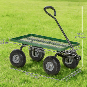 Heavy-duty garden cart with 10-inch wheels, black