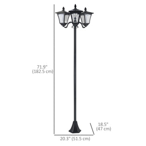Outdoor solar street light with adjustable brightness, black