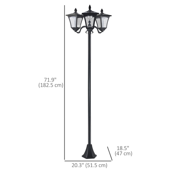 Outdoor solar street light with adjustable brightness, black