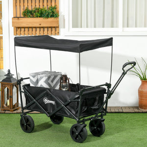 Folding garden cart with steel frame and removable canopy