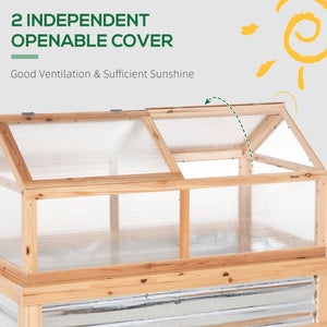 Raised garden kit with greenhouse, wooden cold frame