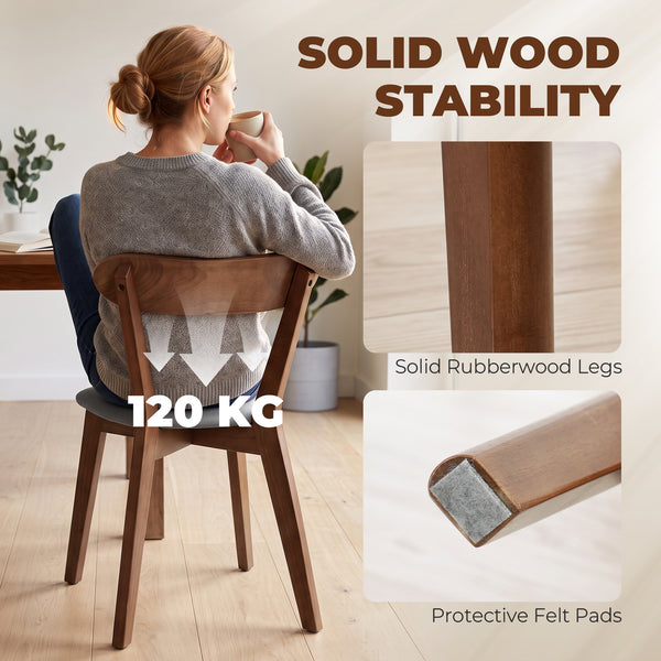 Wooden dining chairs, grey and brown, set of 2