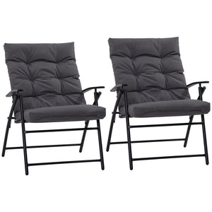 Set of 2 folding outdoor chairs with adjustable backrest, grey