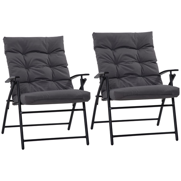 Set of 2 folding outdoor chairs with adjustable backrest, grey