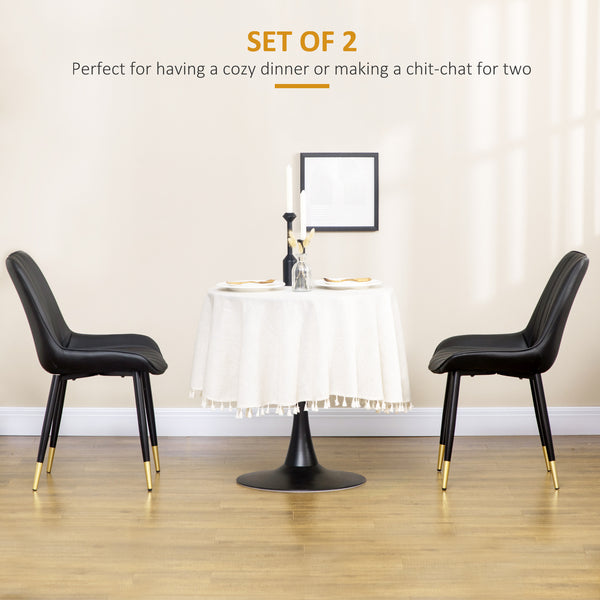 Set of 2 dining chairs with faux leather upholstery, black