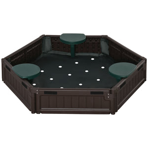 Sandpit with waterproof Oxford fabric cover, brown