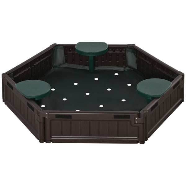 Sandpit with waterproof Oxford fabric cover, brown