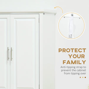 Storage unit with 4 doors, drawer and adjustable shelves, white