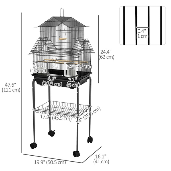 48" Bird Cage with Perch, Swing, Food Container, Sliding Tray and Handle