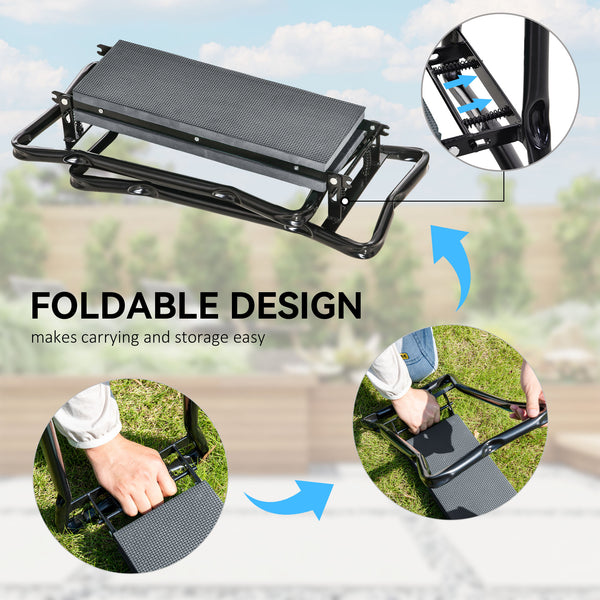 Folding garden bench and kneeler with foam seat
