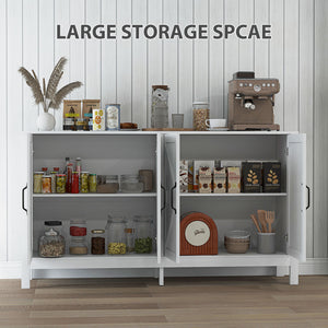 Barn Door Buffet with Adjustable Shelf, White