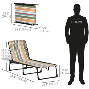 Folding chaise lounge with headrest, multicoloured